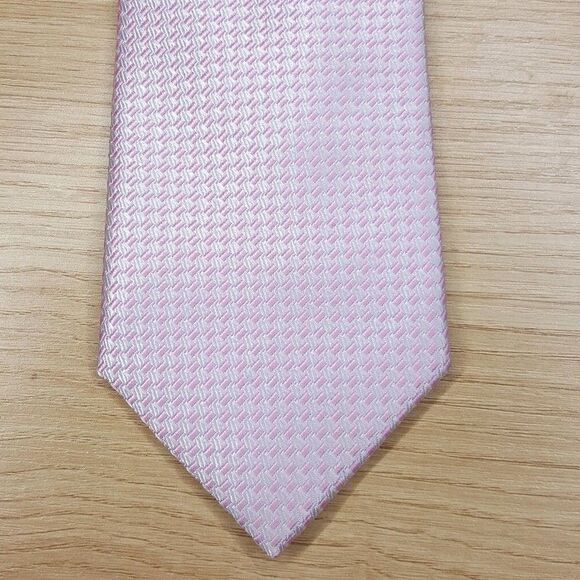 MICHAEL KORS Mens Neck Tie Pink Woven Geometric Textured Geo Silk Blend - Picture 1 of 6